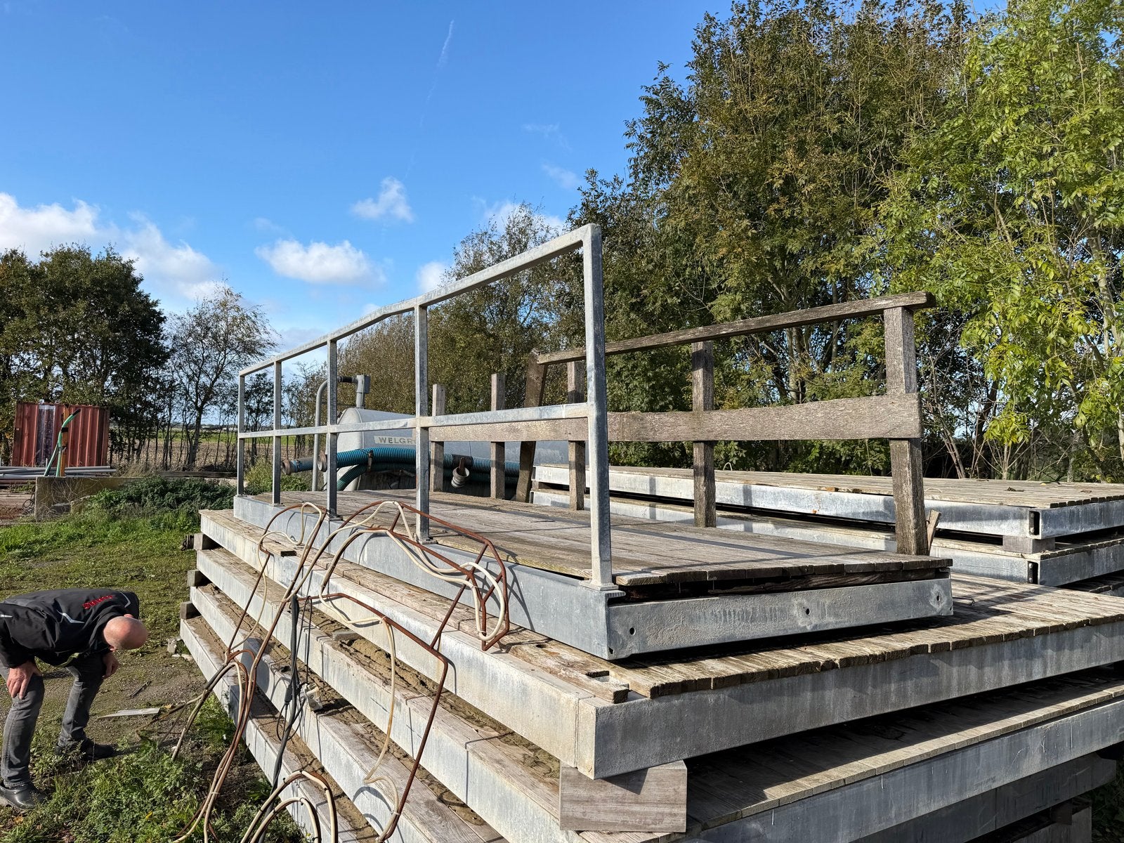 Stalen loopbrug/vlonder met leuning, Ophalen, Gebruikt