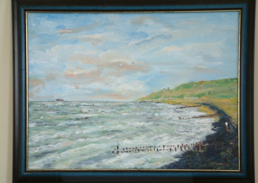 strand Zoutelande  60 x 80  cm met lijst er om, Antiek en Kunst, Maritiem / water, Doek, Ophalen of Verzenden, Olieverf