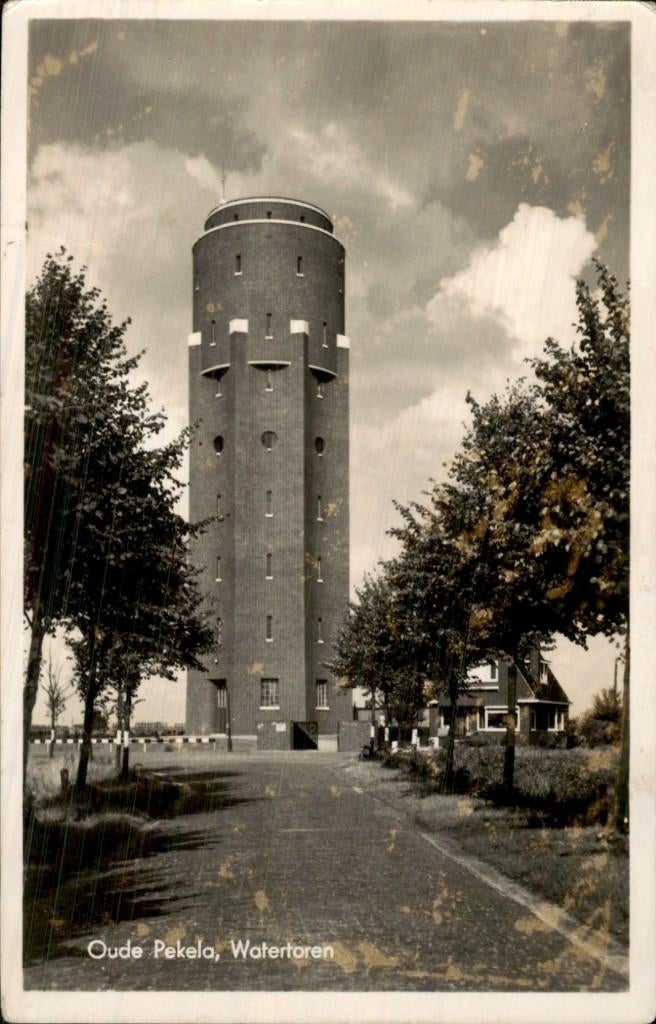 Oude Pekela - Watertoren - Vooraanzicht, Ophalen of Verzenden, 1940 tot 1960, Gelopen, Groningen