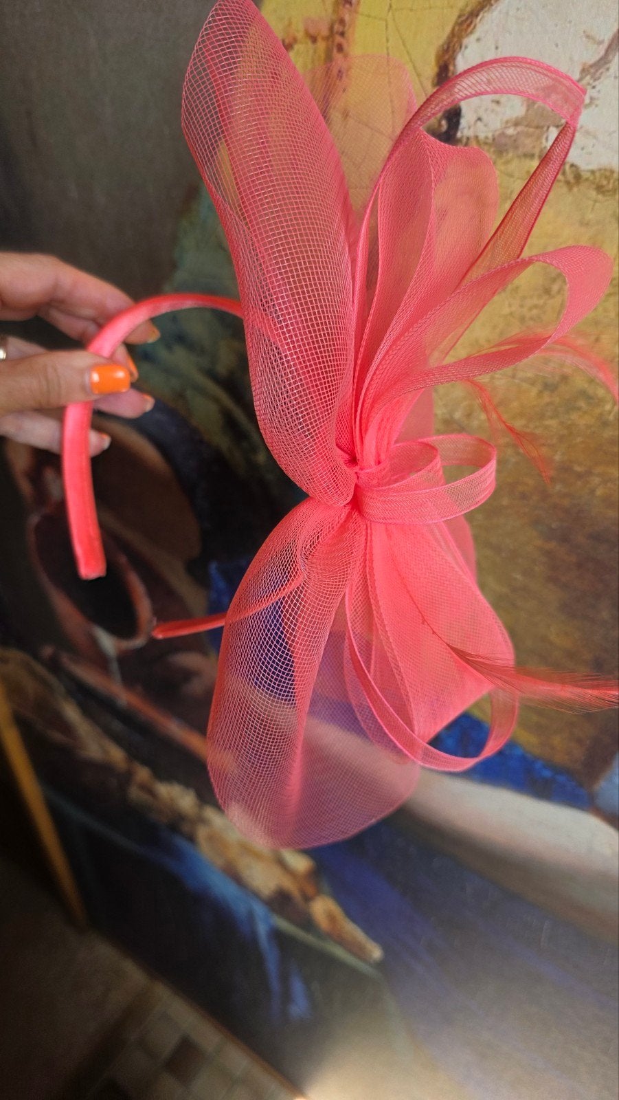 Roze fascinator haarband voor speciale gelegenheden, Ophalen of Verzenden, Zo goed als nieuw, One size fits all, Hoed