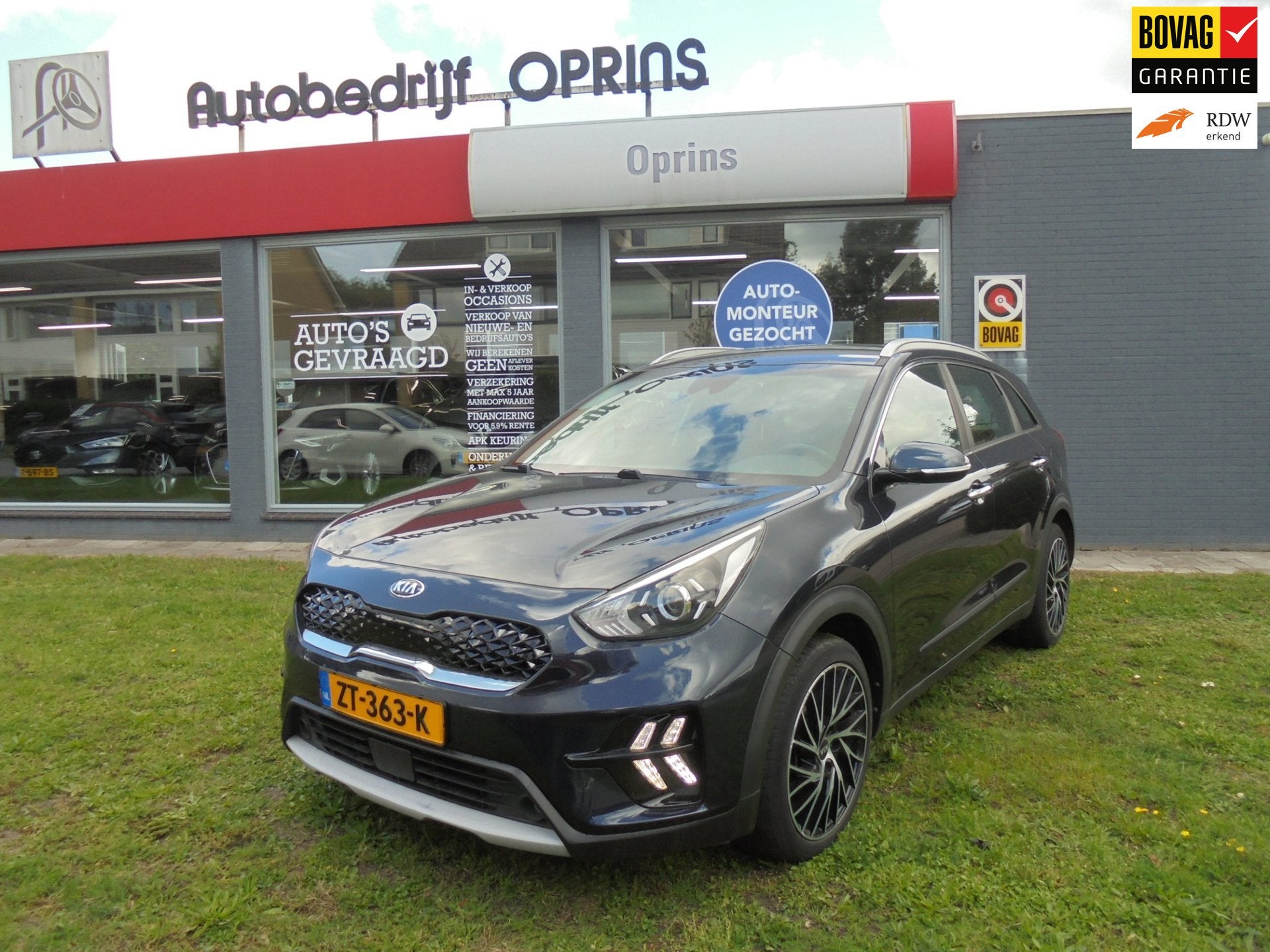 Kia Niro 1.6 GDi Hybrid DynamicLine incl Bovag Garantie,, Auto's, Gebruikt, Blauw, Leder en Stof, Adaptive Cruise Control