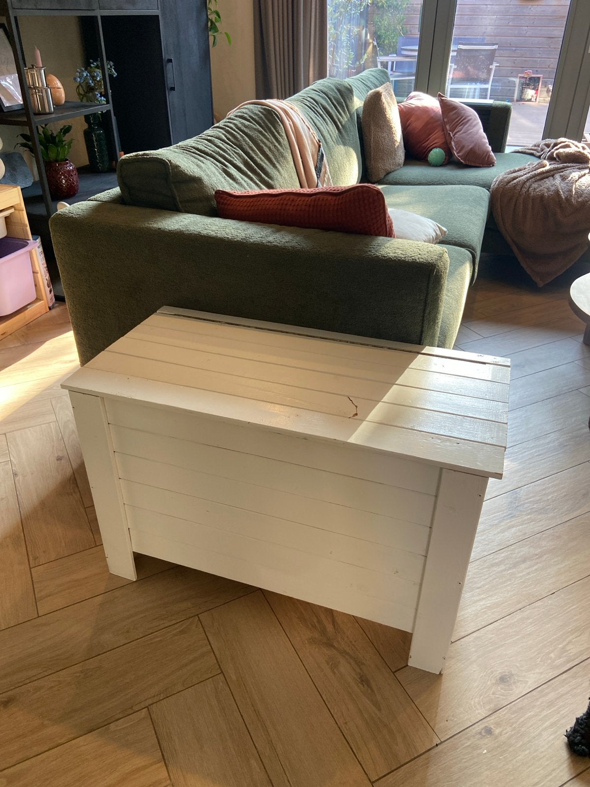Witte houten opbergkist / speelgoedkist, Ophalen, Gebruikt, 50 tot 100 cm, Minder dan 50 cm