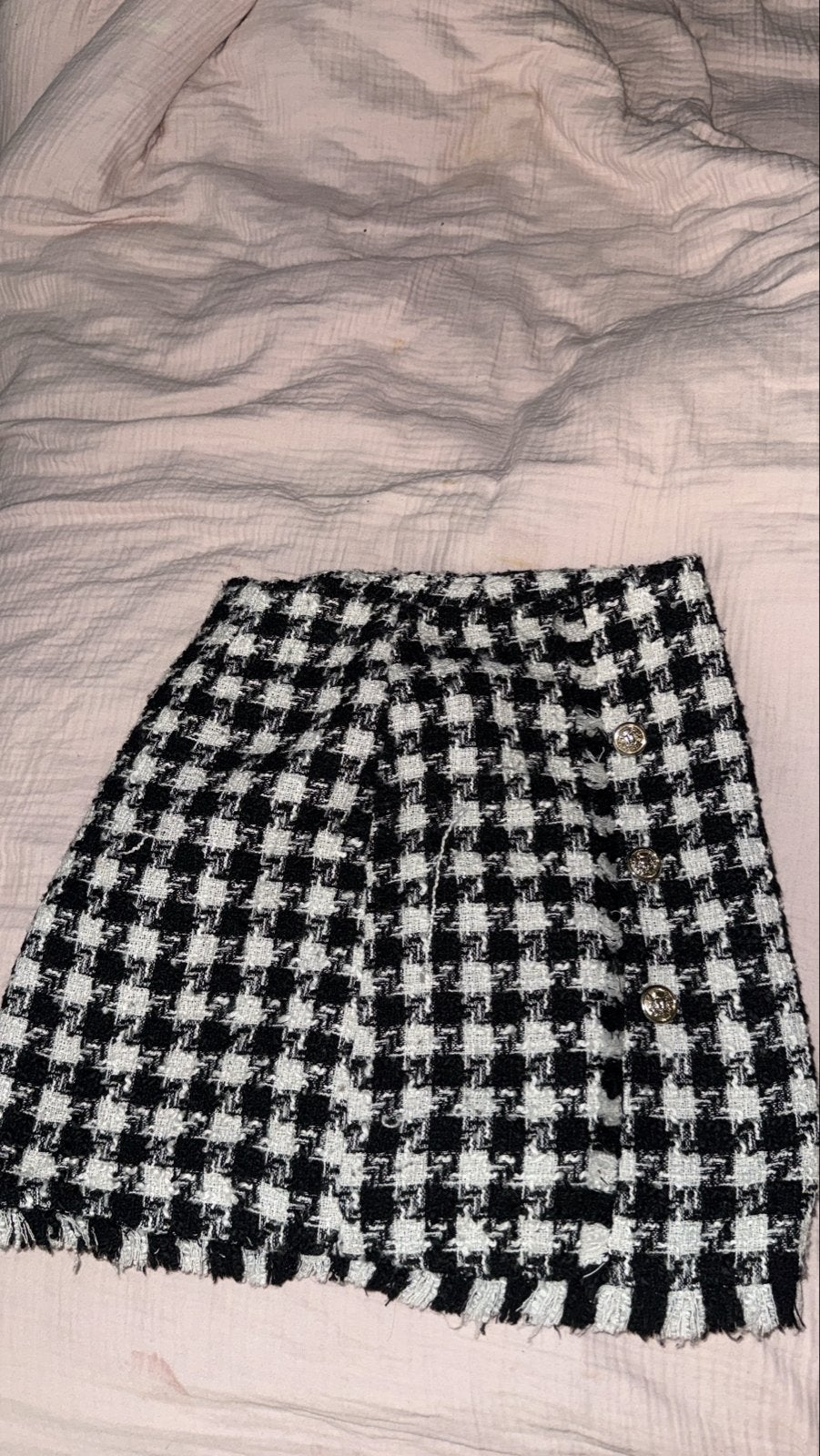 Zwart-witte houndstooth rok van Amisu, maat 38, Maat 38/40 (M), Zwart, Ophalen of Verzenden, Zo goed als nieuw