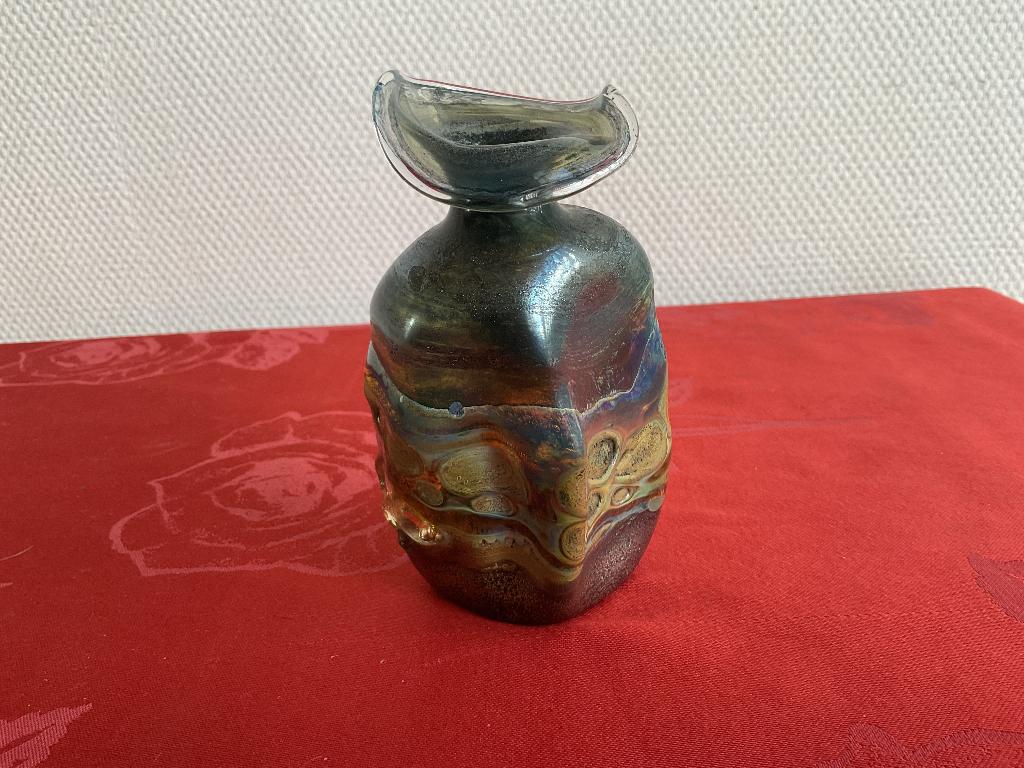 Vaasje Samuel Herman glass 12,5 cm., Antiek en Kunst, Ophalen of Verzenden