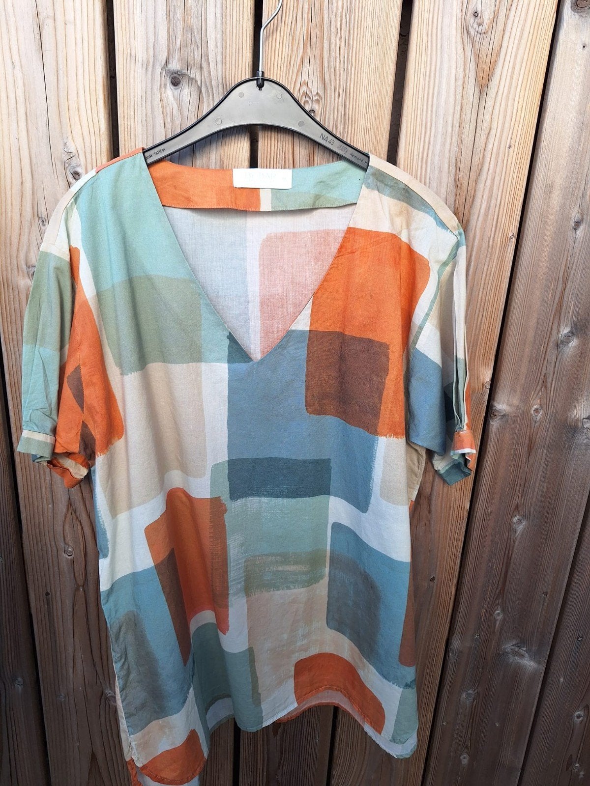 BY-BAR Amsterdam Blouse met Abstracte Print - Maat M, Maat 38/40 (M), BY-BAR Amsterdam, Oranje, Ophalen of Verzenden