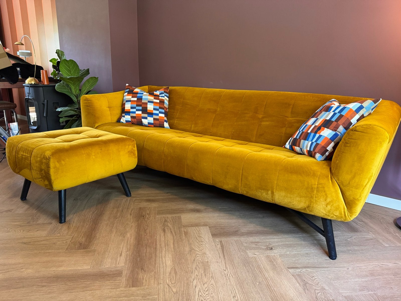 3-zitsbank Loods 5 model Flame met hocker, Driepersoons, 75 tot 100 cm, Ophalen of Verzenden, Zo goed als nieuw