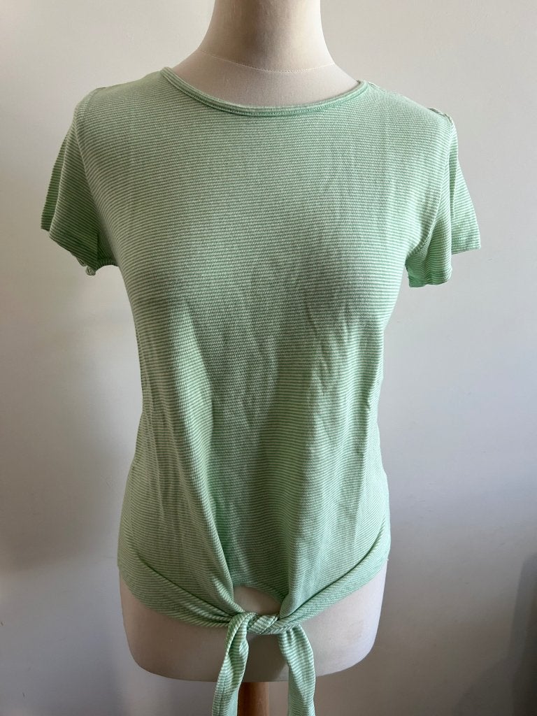 King Louie maat L groen gestreepte strik tshirt top 3233, Maat 42/44 (L), Ophalen of Verzenden, Zo goed als nieuw, Korte mouw