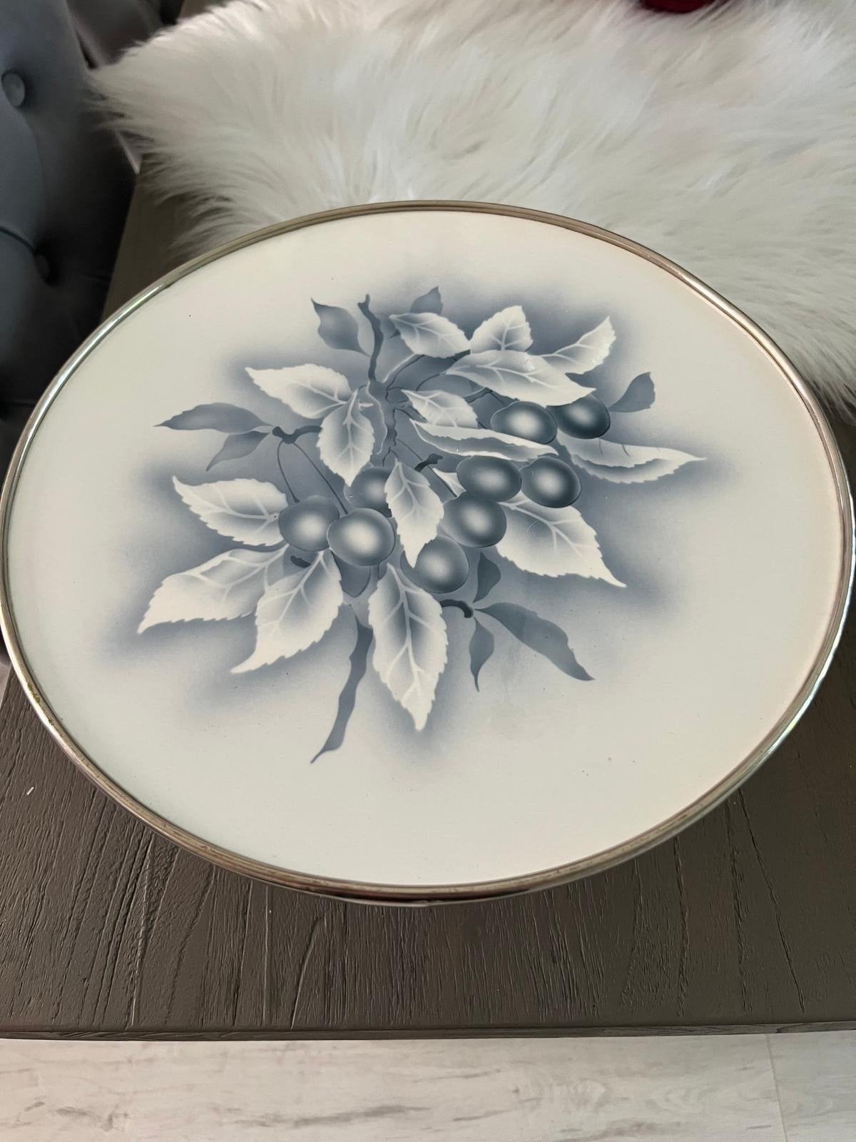 Vintage Serveerplateau met Kersendecoratie, Rond, Ophalen of Verzenden, Zo goed als nieuw, Serveerplateau