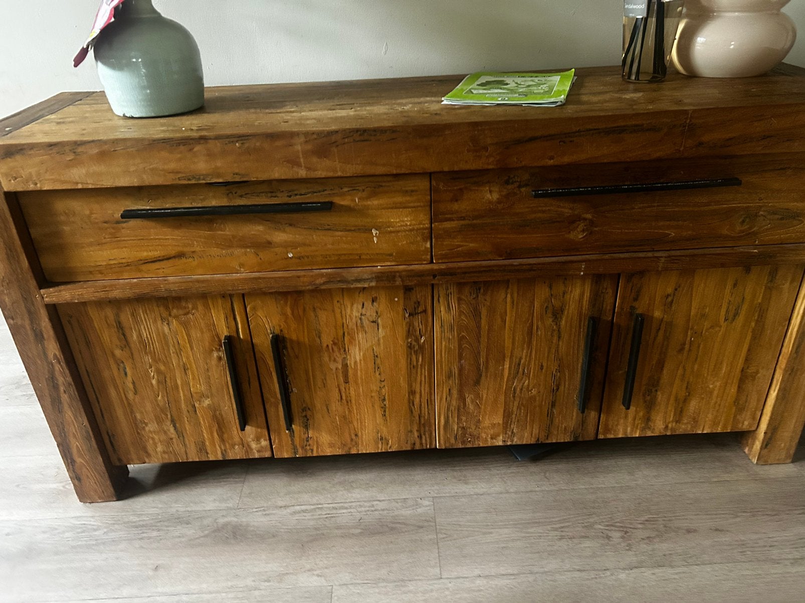 Teakhout dressoir, Ophalen, Teakhout, Zo goed als nieuw, 200 cm of meer