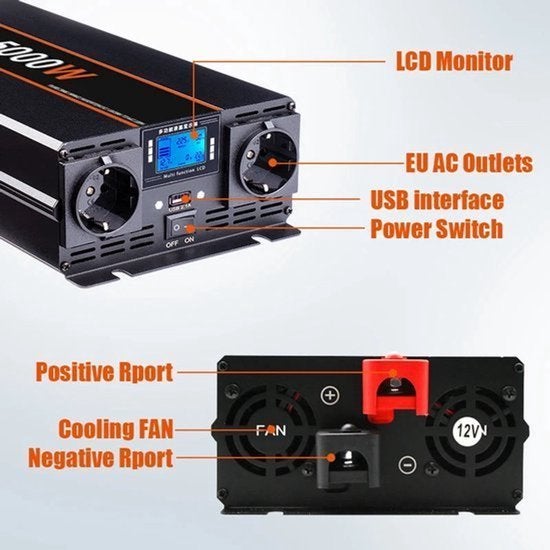 Omvormer - Spanningsomvormer - Auto Omvormer - 3000W - Power, Corvance B.V., Verzenden, Nieuw, Corvancebol@gmail.com