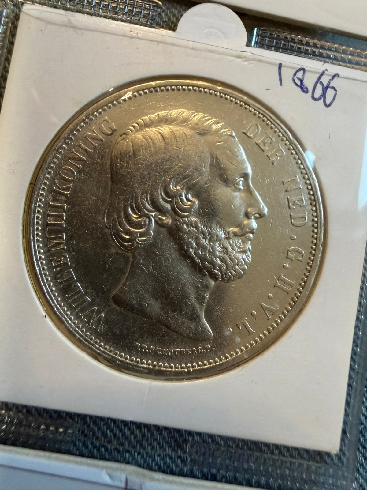 Willem III 1866 rijksdaalder, Koning Willem III, Zilver, Ophalen of Verzenden, Losse munt