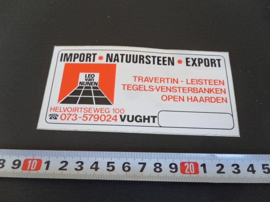 sticker vught LEO VAN NUNEN import export natuursteen *, Ophalen, Zo goed als nieuw