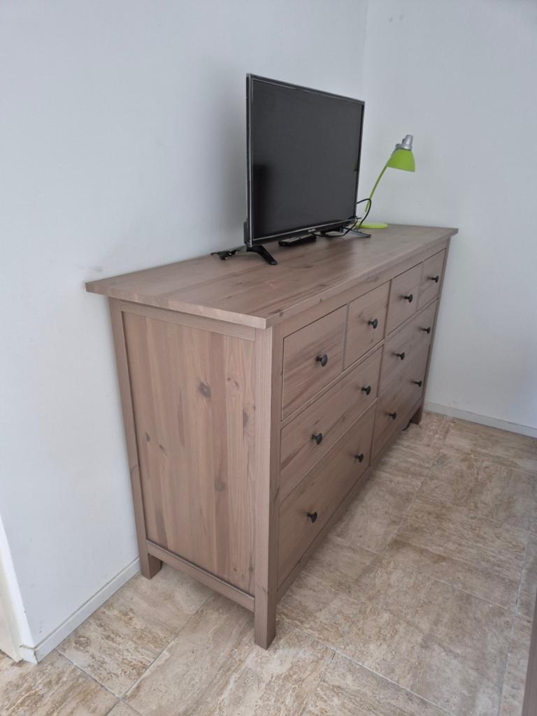 TE KOOP bed 140x200 en kast 160x50x95 hoog, Ophalen, Bruin, Tweepersoons, 140 cm