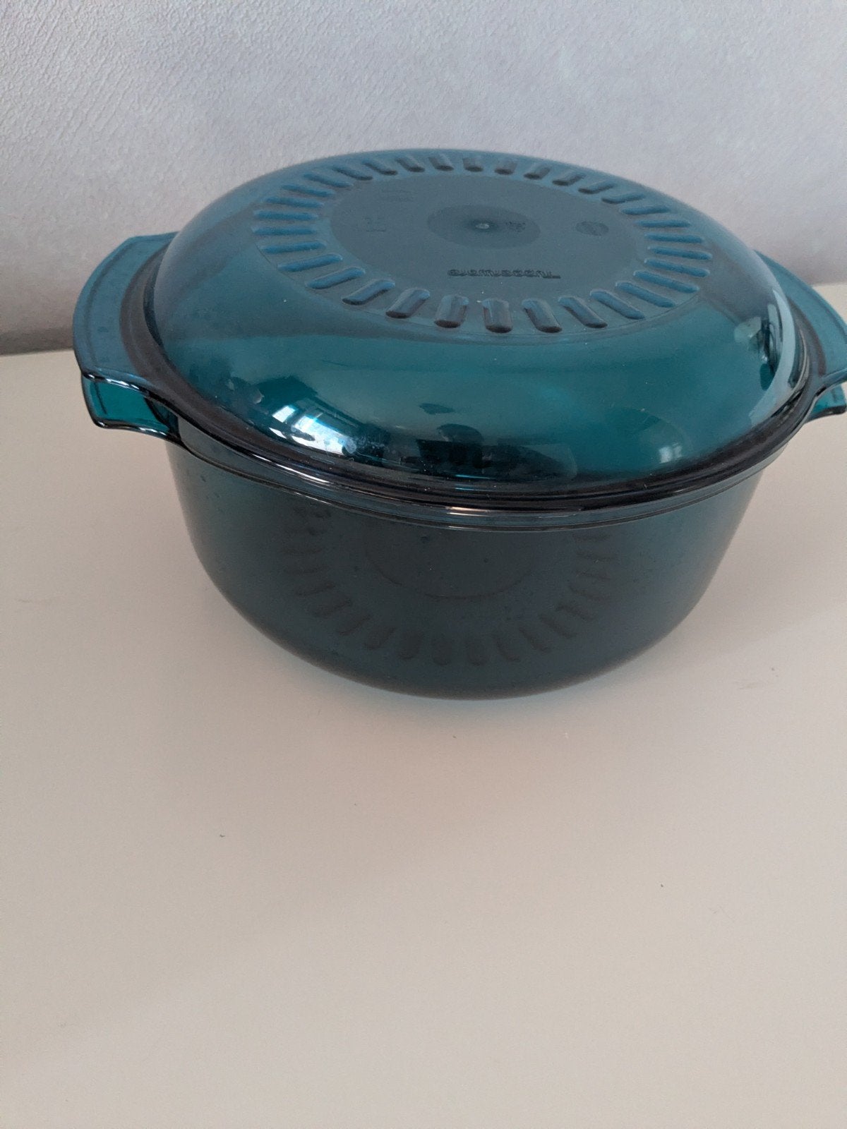 Tupperware schaal met deksel - Blauwgroen, Gebruikt, Schaal, Blauw, Ophalen of Verzenden