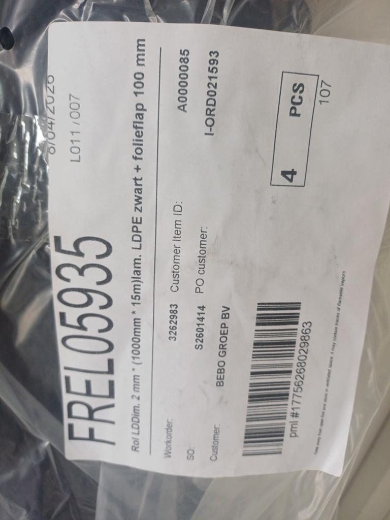 LDPE Folie Zwart 2mm x 1000mm x 15m met folieflap, Doe-het-zelf en Verbouw, Zeil en Folie, Ophalen of Verzenden, Nieuw, 10 tot 15 m²
