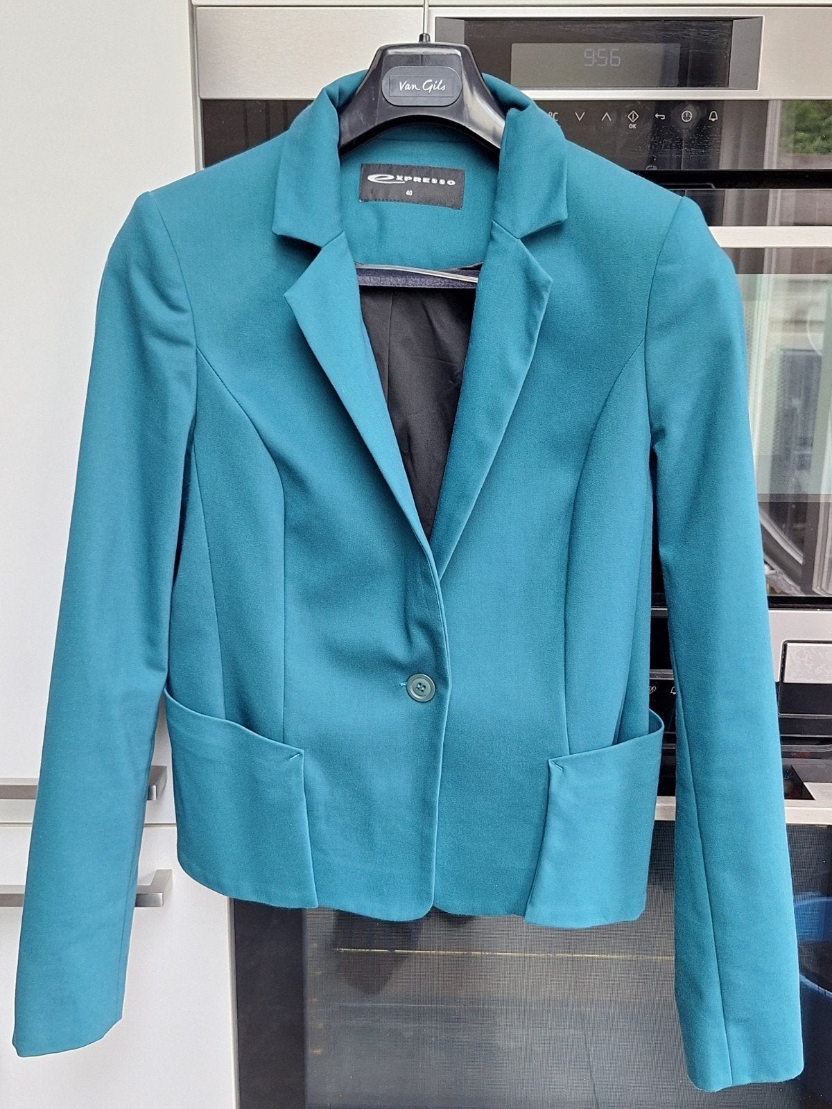 Blauwgroene blazer van Expresso maat 40, Kleding | Dames, Maat 38/40 (M), Ophalen of Verzenden, Jasje, Gedragen