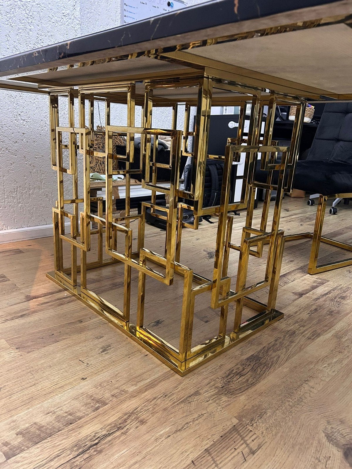 Luxe Eettafel Zwart Goud 160x70 - Zo goed als nieuw, Huis en Inrichting, Tafels | Eettafels, Ophalen, 50 tot 100 cm, Zo goed als nieuw
