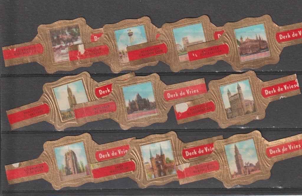 reeks 450  derk de vries 1  .   1-10  sigarenbanden, Ophalen of Verzenden, Zo goed als nieuw, Sigarenbandjes