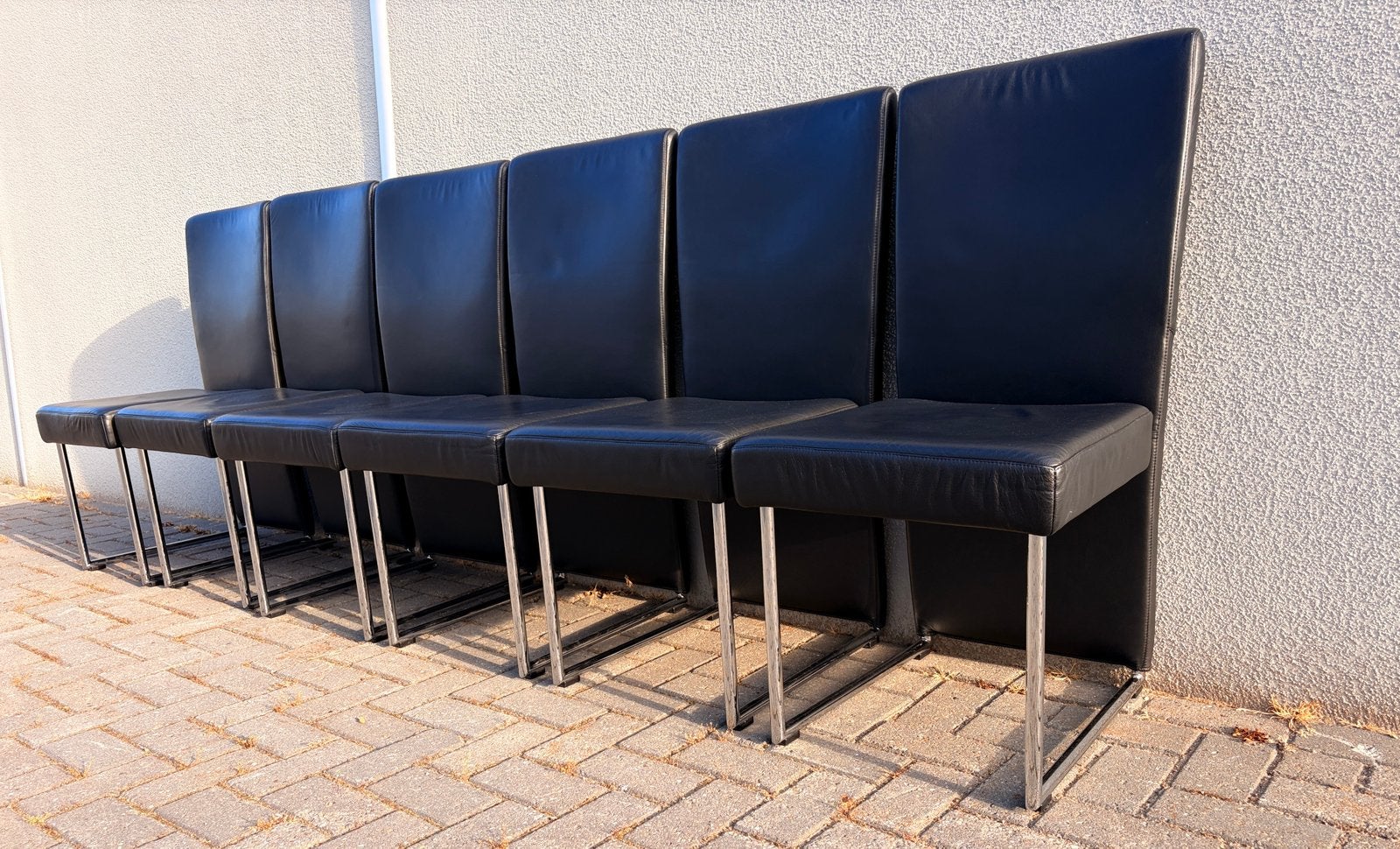 Schitterende set Rolf Benz 7400 stoelen, Gebruikt, Zwart, Leer, Ophalen of Verzenden