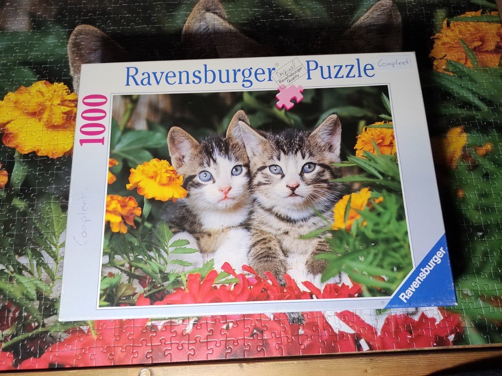 Ravensburger puzzel 1000 stukjes 2 kleine kittens, Ophalen of Verzenden, 500 t/m 1500 stukjes, Zo goed als nieuw, Legpuzzel