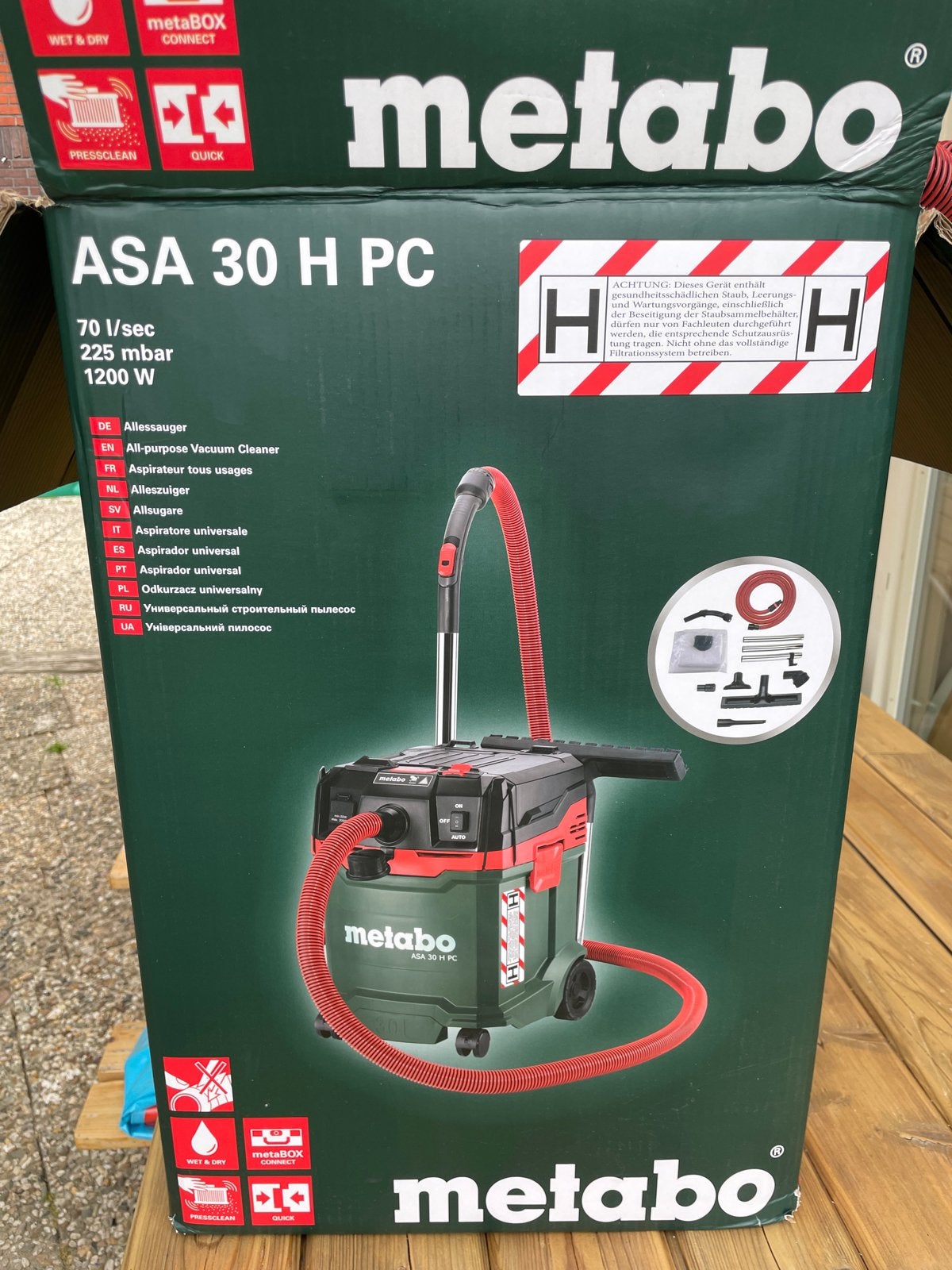Metabo ASA 30 H PC bouwstofzuiger 1200W, Inclusief accessoires, Nieuw, Industriële stofzuiger, 2000 watt of meer