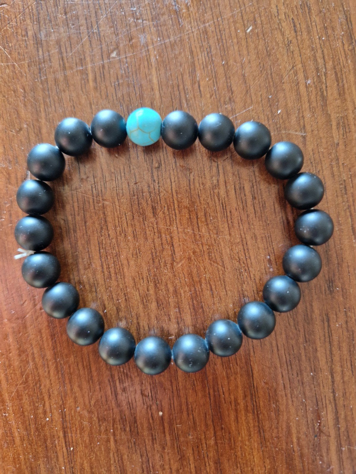 Zwarte kralenarmband met turquoise edelsteen, Overige materialen, Zwart, Nieuw, Ophalen of Verzenden