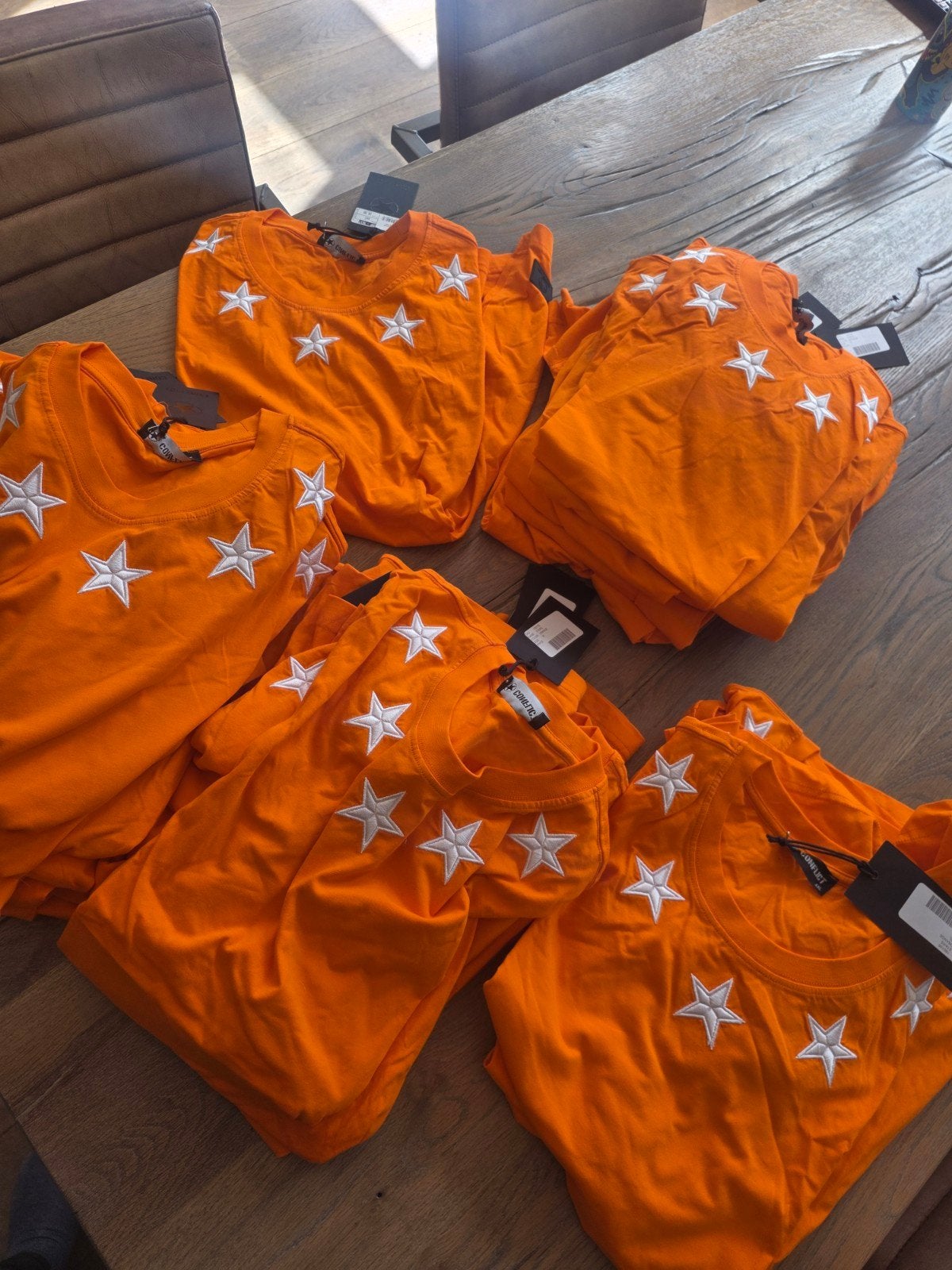 Nieuwe Oranje Conflict T-shirts met sterreb - Maten S, M, L,, Verzenden, Oranje, Maat 46 (S) of kleiner, Nieuw