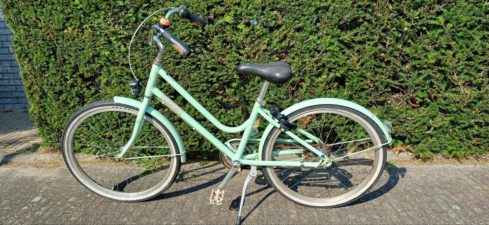 Leuke mintgroene damesfiets met versnellingen, Fietsen en Brommers, Fietsen | Dames | Damesfietsen, Overige merken, Gebruikt, Velgrem