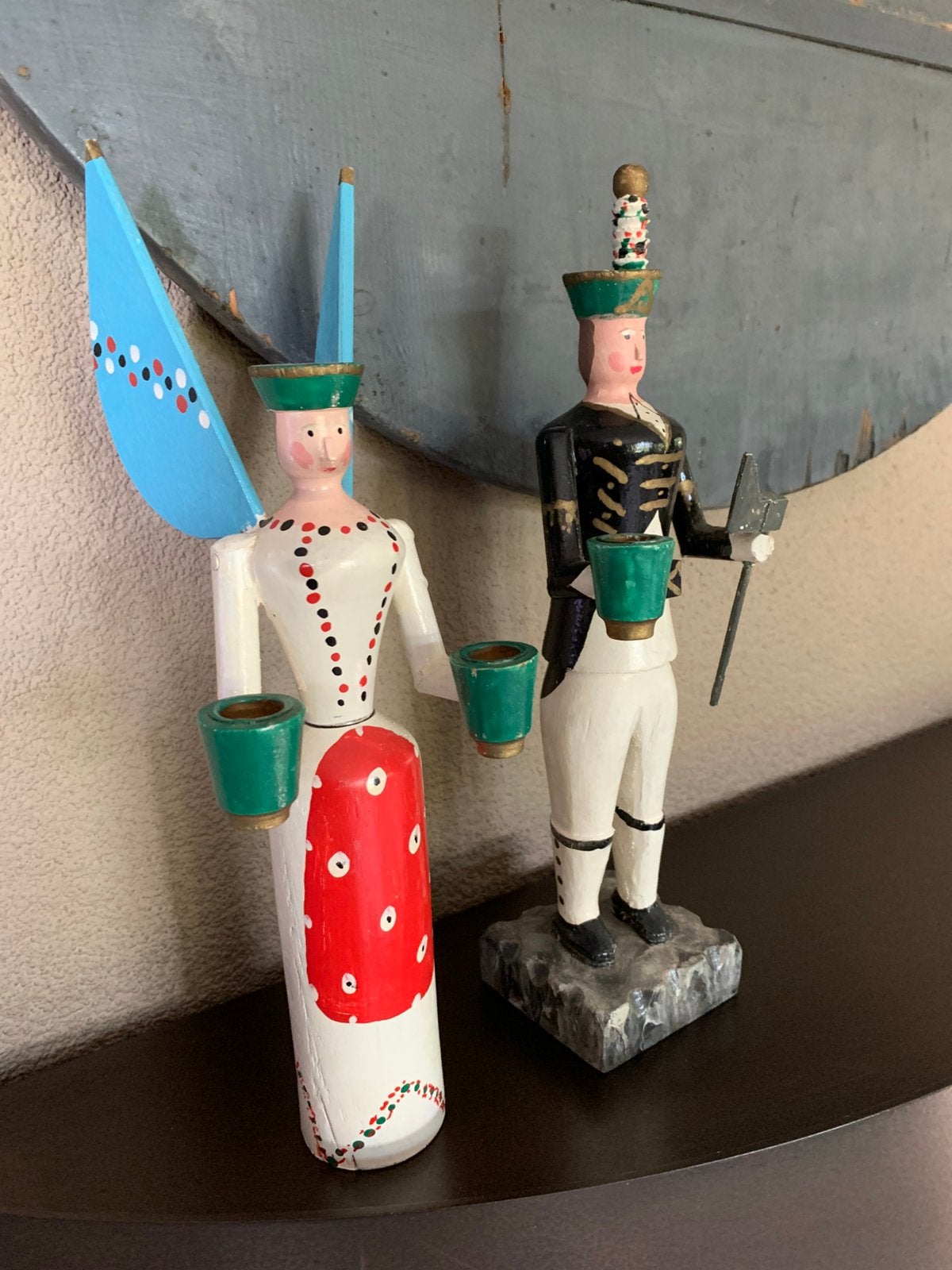 Vintage. Engel kandelaar. Ertsgebergte. Kerst. “Bikkel”, Antiek en Kunst, Ophalen of Verzenden