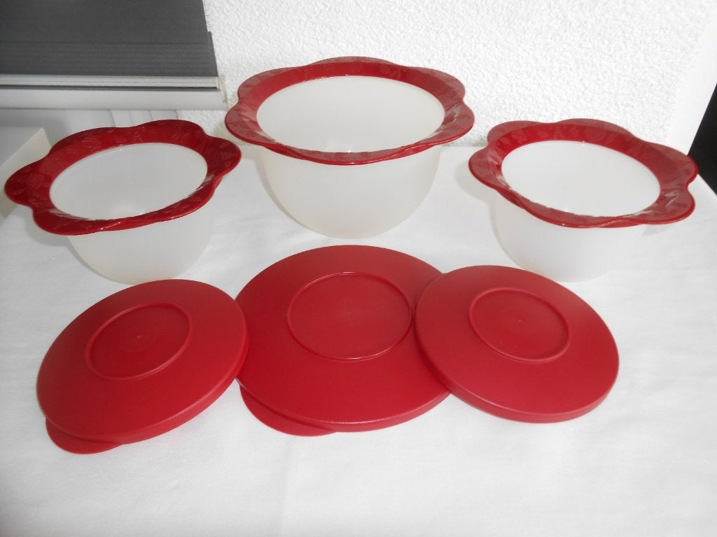 Tupperware Trendy kom met ring 550ML en 1,3L Rood NIEUW, Huis en Inrichting, Keuken | Tupperware, Nieuw, Ophalen of Verzenden