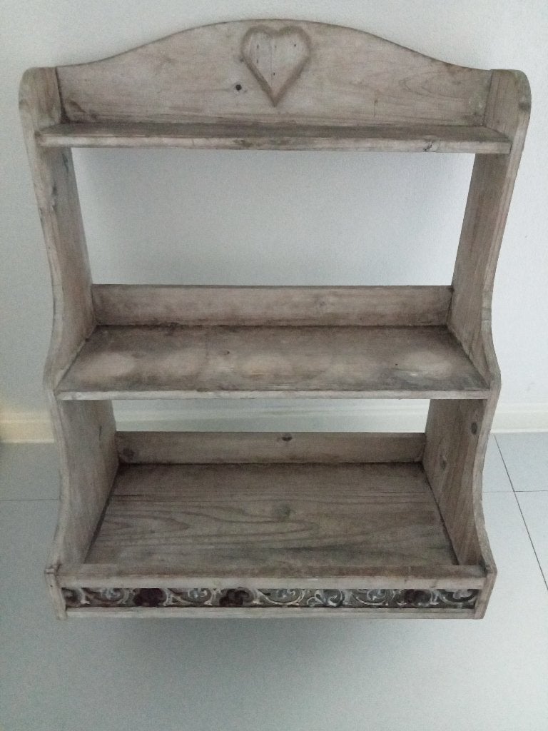 HOUTEN WANDREK HANGKASTJE MET WANDHAKEN KEUKENREK, Ophalen