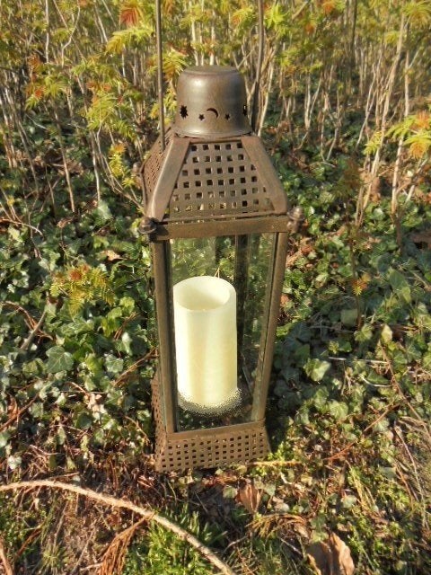 WINDLICHT GROOT METAAL BRUIN 48 CM HOOG, Ophalen, Windlicht, Bruin, Nieuw