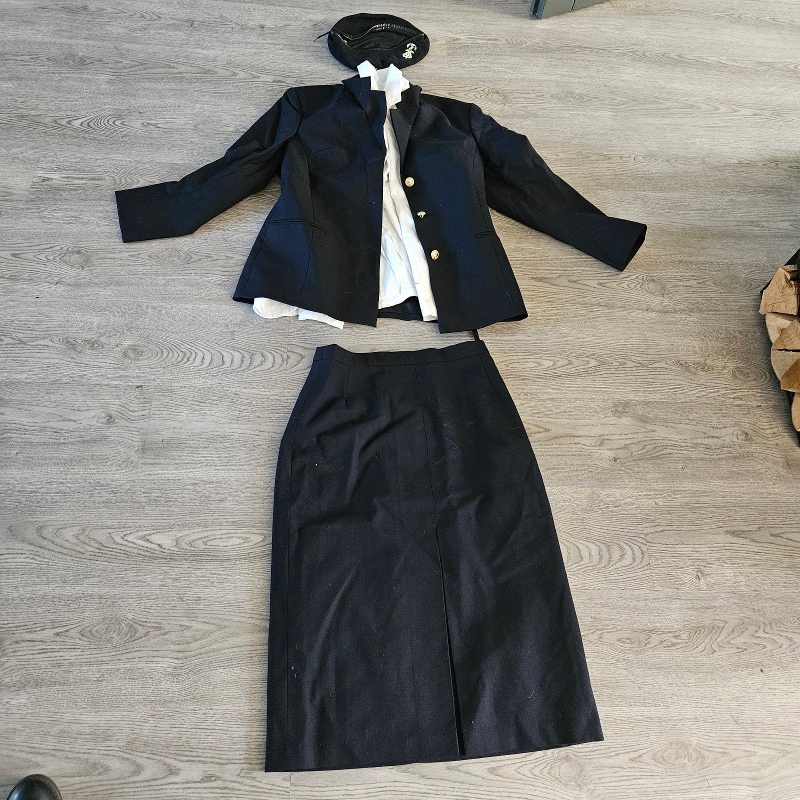Vintage Marine Uniform feest carnaval (Jasje, Rok, Baret) 40, Maat 38/40 (M), Kostuum of Pak, Blauw, Ophalen of Verzenden