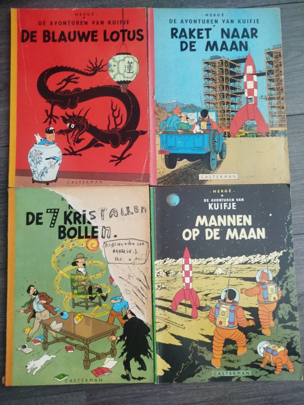 KUIFJE STRIPBOEKEN LINNEN GEBONDEN 1946 1948 1953, Boeken, Gelezen, Ophalen of Verzenden, Meerdere stripboeken, Hergé
