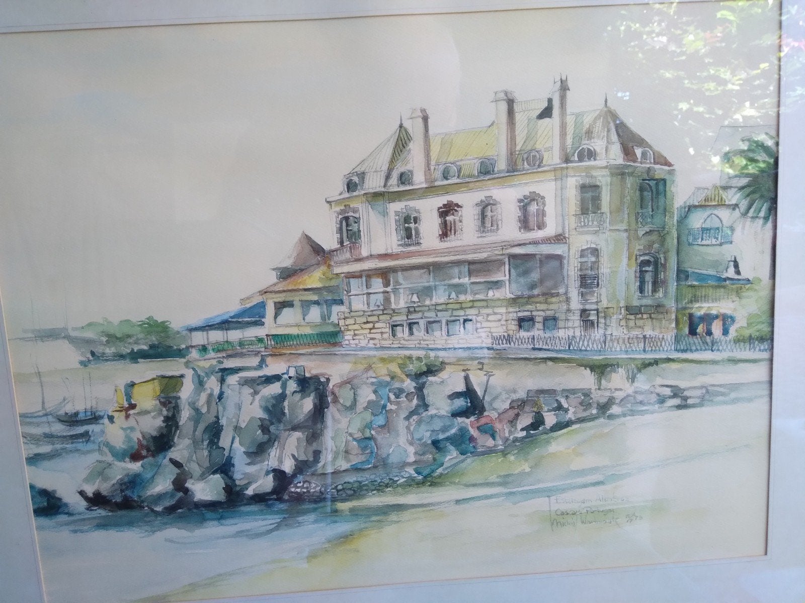Aquarel Michiel Warbroek (Tiel), Antiek en Kunst, Ophalen, Aquarel, Ingelijst, Stadsgezicht