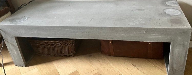 Stenen Tv-meubel bankje betonlook - Kan likje verf gebruiken, Ophalen, Gebruikt, Glas, 25 tot 50 cm