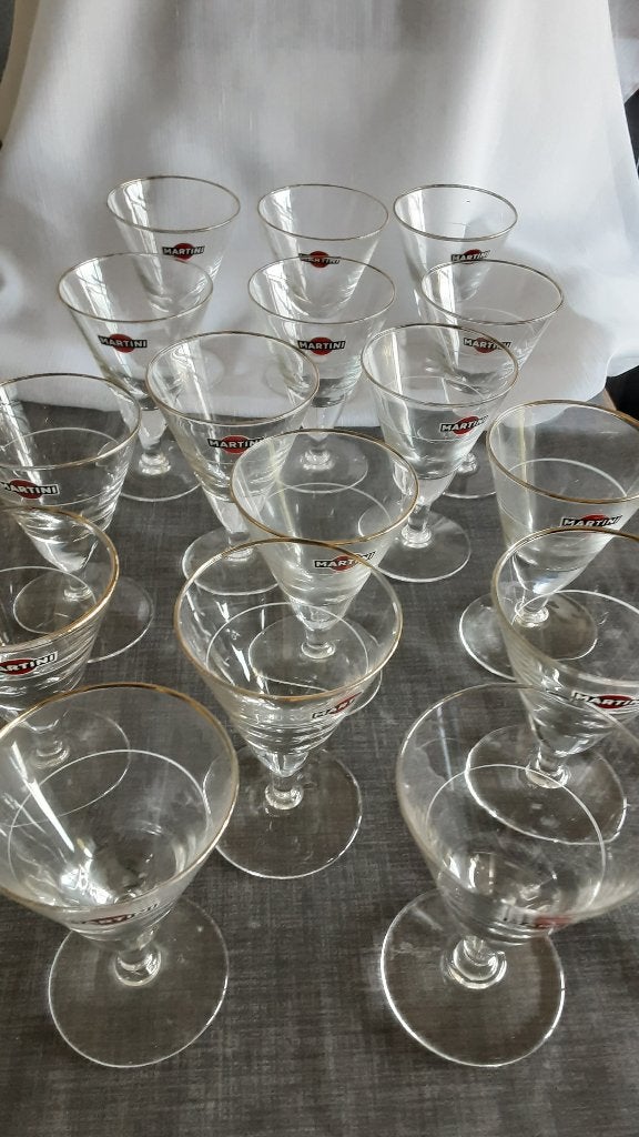 MARTINI glazen, vintage, 16 stuks, Ophalen of Verzenden, Zo goed als nieuw, Borrel- of Shotglas