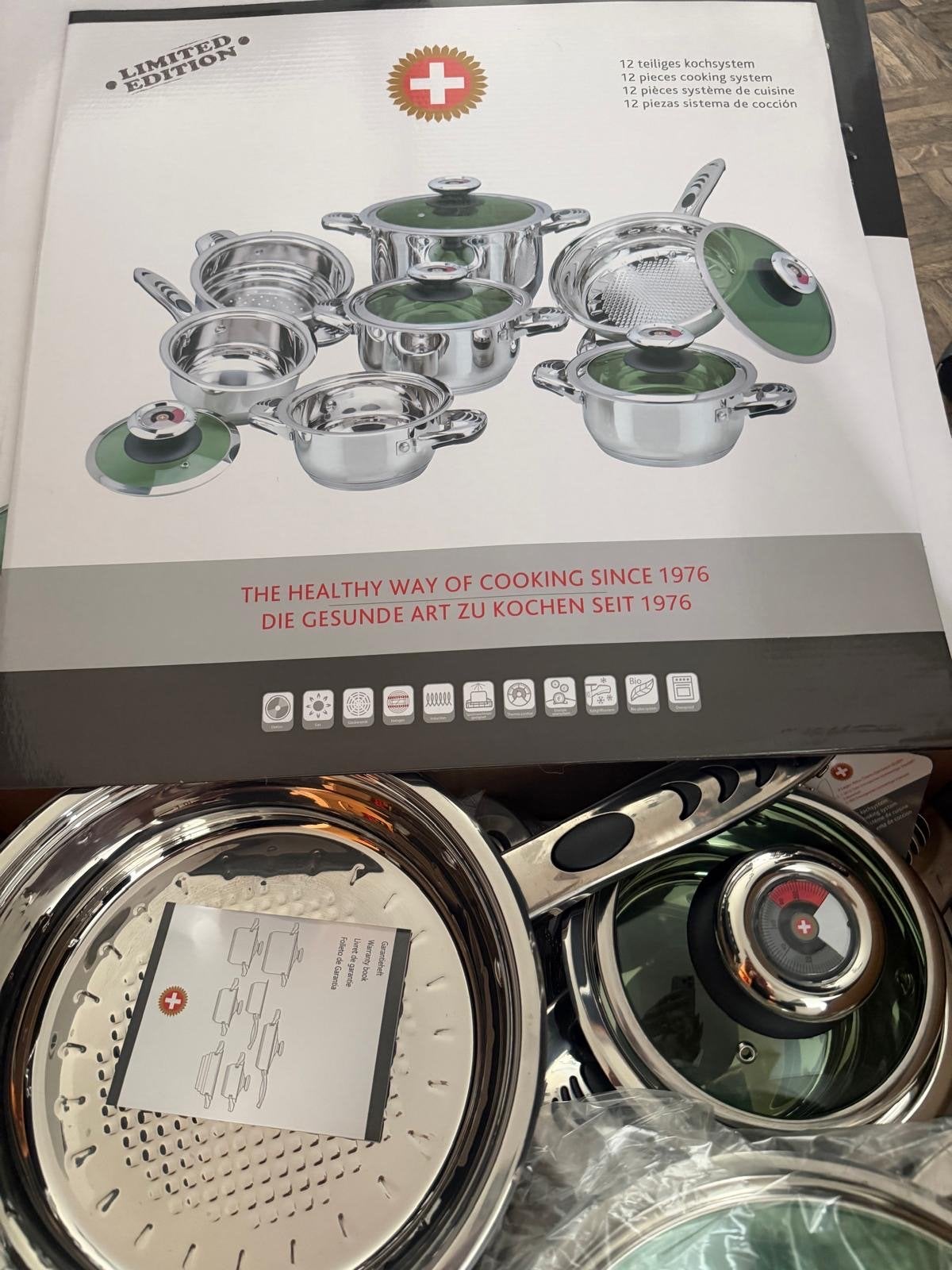 Edelweiss Cookware 12-delige pannenset - Nieuw, Ophalen of Verzenden, Nieuw, Rvs, Pannenset