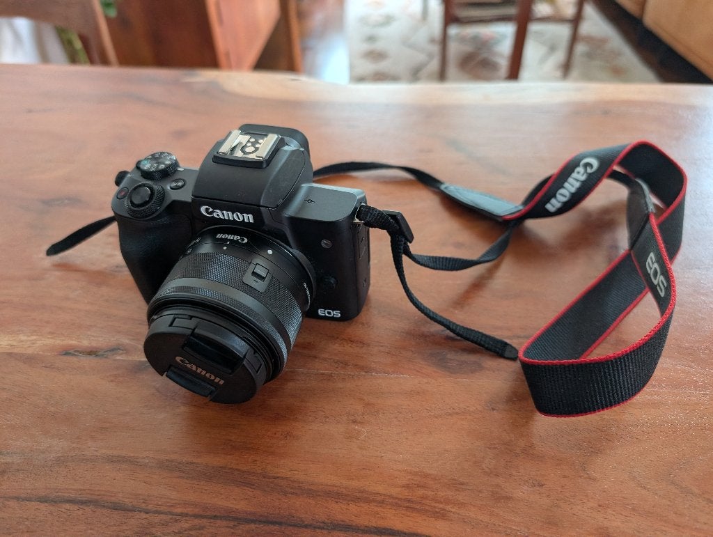 Canon EOS M50 + 15-45mm canon lens, Gebruikt, Canon, Compact, Ophalen of Verzenden