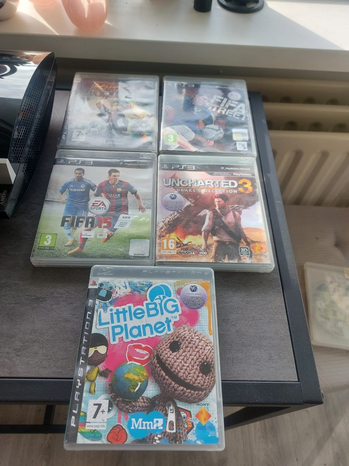 PlayStation 3  1 controller + 5 spellen + kabels, Ophalen, Met 1 controller