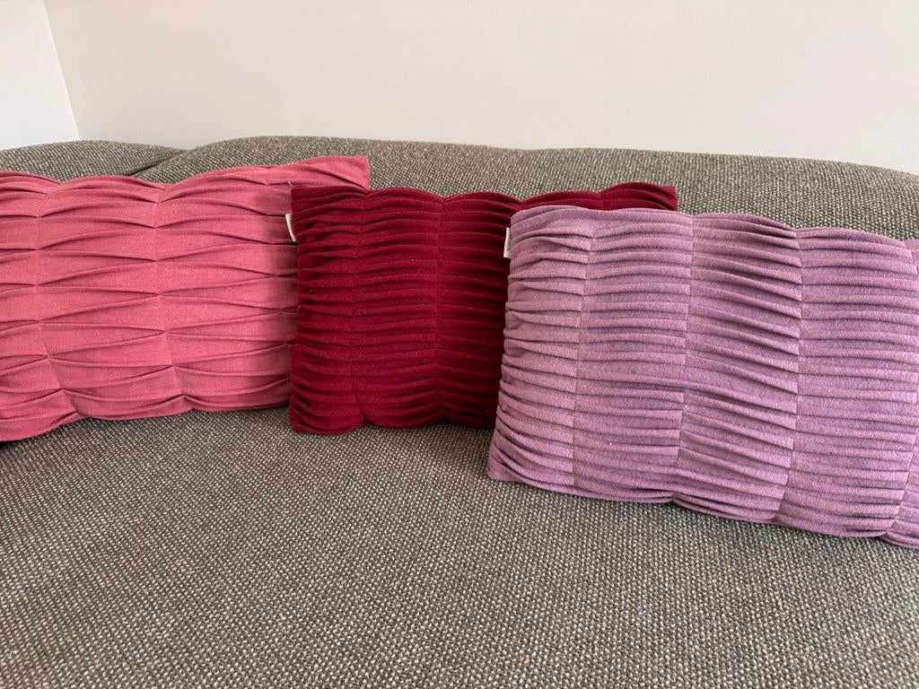 Hinck Decoratieve kussens met plooien - Set van 3, Ophalen of Verzenden, Zo goed als nieuw, Roze, Rechthoekig