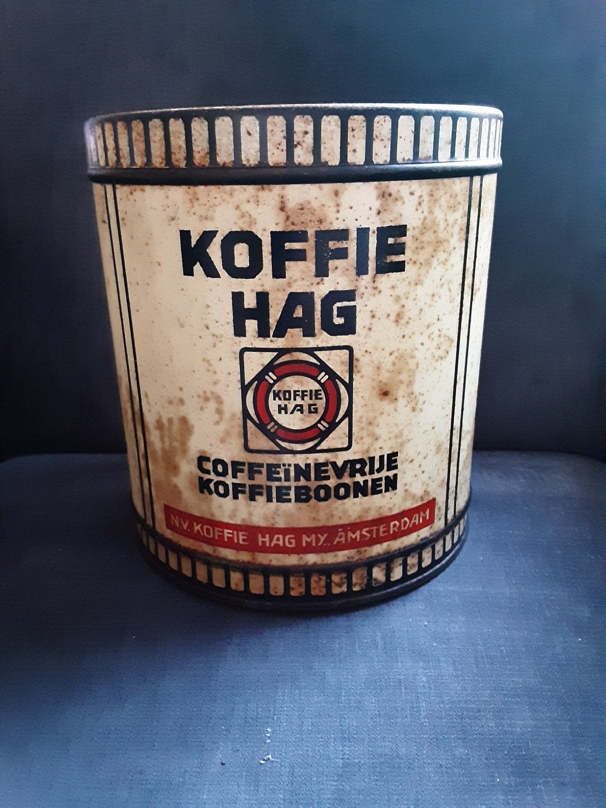 HAG Koffie AMSTERDAM , Winkelblik. 1925., Verzamelen, Blikken, Ophalen of Verzenden