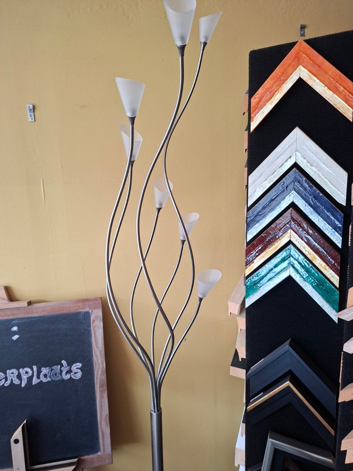 Moderne vloerlamp met 7 glazen kelken, Ophalen, Gebruikt, Glas, Modern