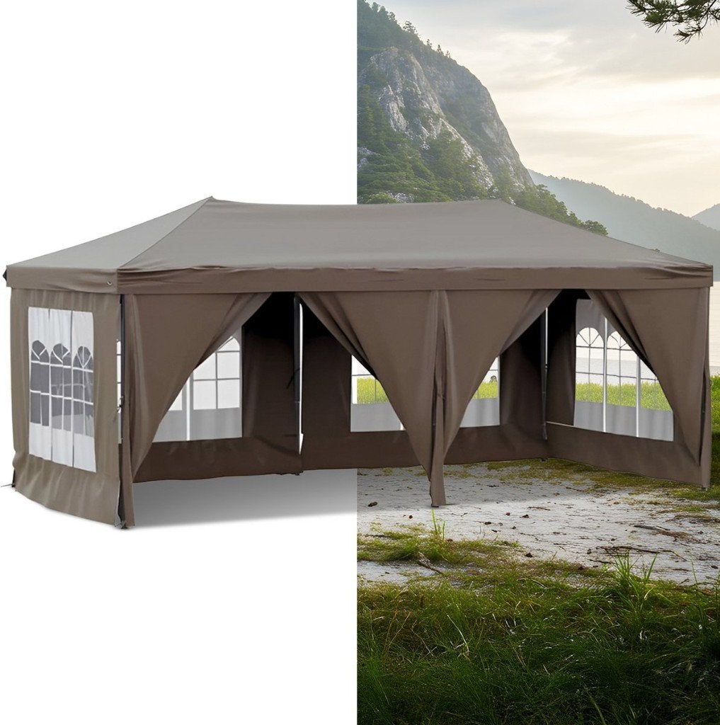 Partytent, Paviljoen, 3x6, opvouwbaar, Met Zijwanden, Taupe, Opvouwbaar, Partytent, Minder dan 4 meter, Nieuw