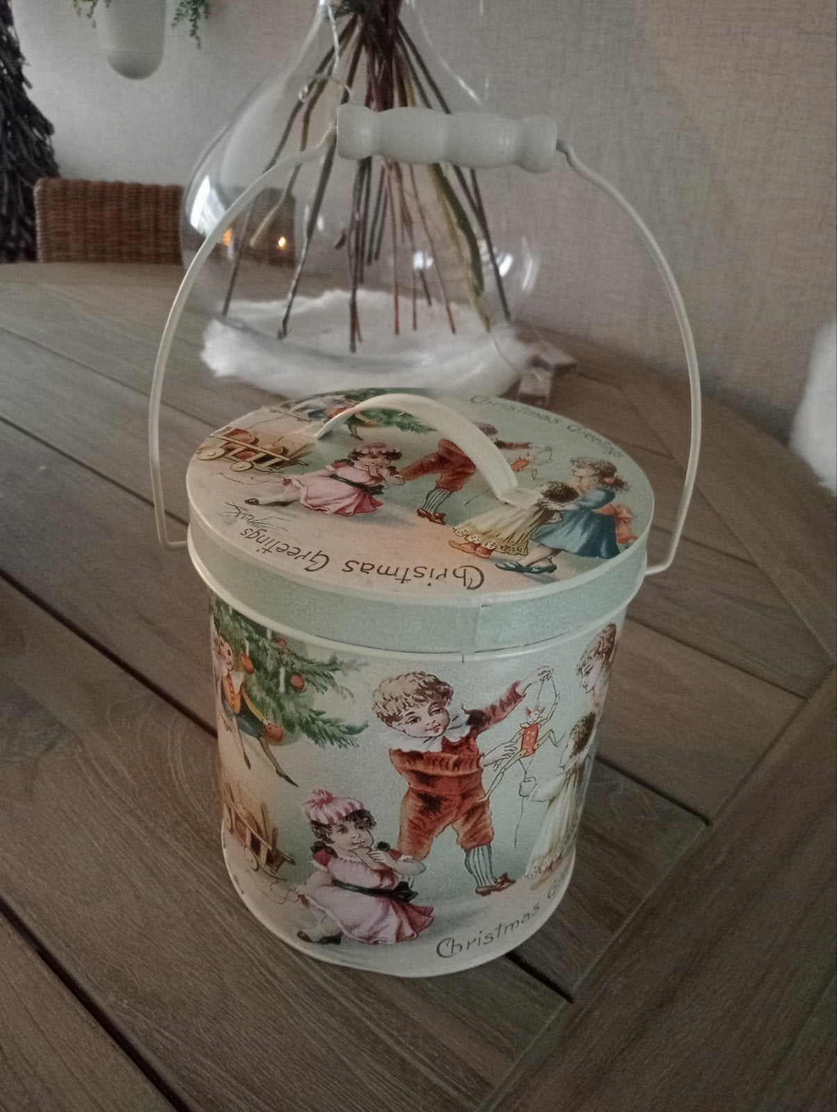 nostalgisch kerst blik/trommel, Diversen, Kerst, Ophalen of Verzenden, Zo goed als nieuw