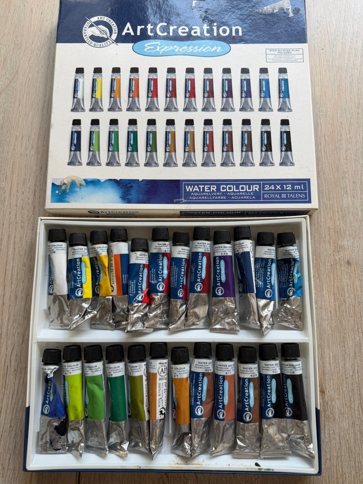 Doos gebruikte water colour 24 x 12ml royal talens, Verzenden, Zo goed als nieuw