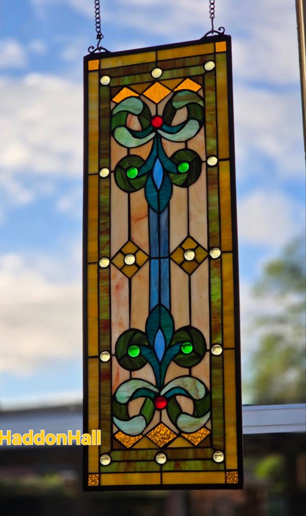 Tiffany Voorzetraam - Fleur de Lis - Handgemaakt Glas, Ophalen of Verzenden