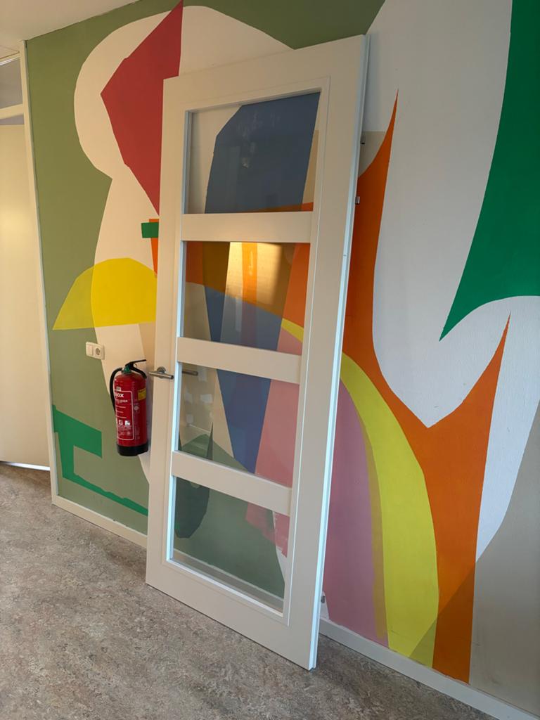 Svedex opdekdeur met glaspanelen — 231,5 x 93, Ophalen, 80 tot 100 cm, 215 cm of meer, Binnendeur
