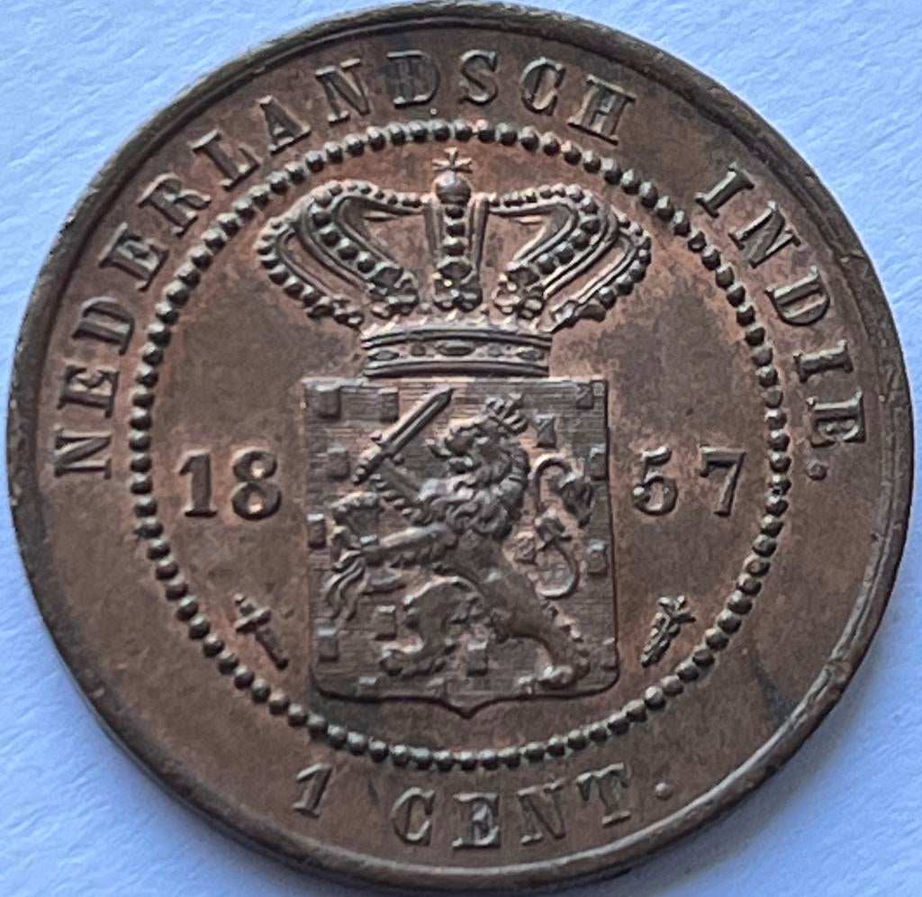 Nederlands-Indië een cent 1857 topkwaliteit!, Postzegels en Munten, Munten | Nederland, Losse munt, Overige waardes, Koning Willem III