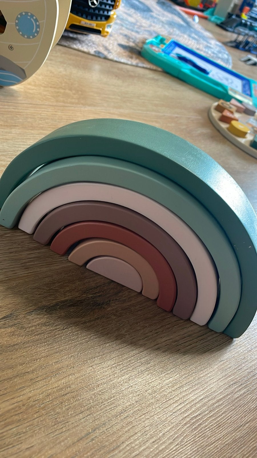 Houten regenboog stapelblokken - Montessori speelgoed, Ophalen, Zo goed als nieuw, Overige typen